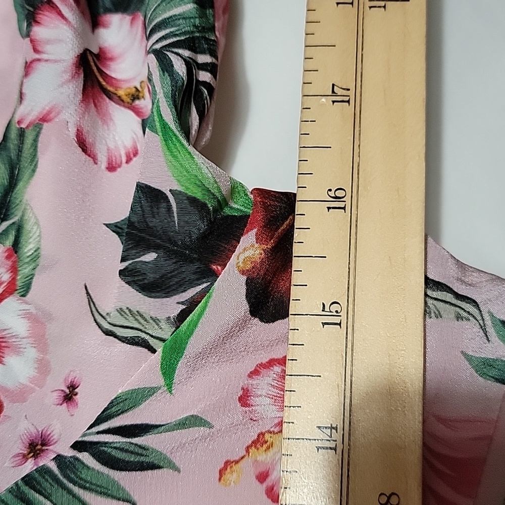 Nwt LES RÊVERIES Floral Silk Mini Dress Blouson Puff Sleeves Hibiscus Palms - Picture 7 of 10
